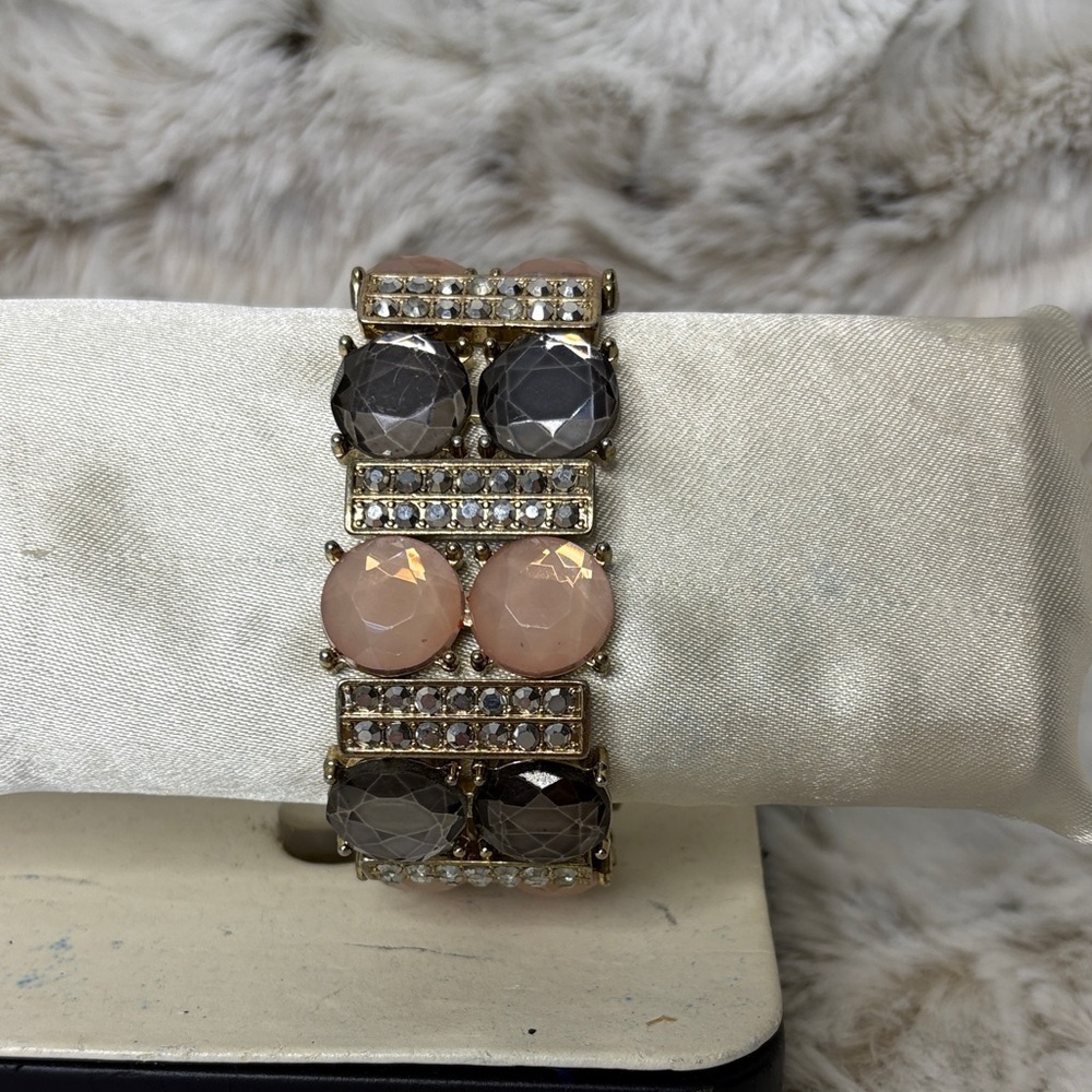 Gray and Salmon/Pink Stretch Bracelet. EUC